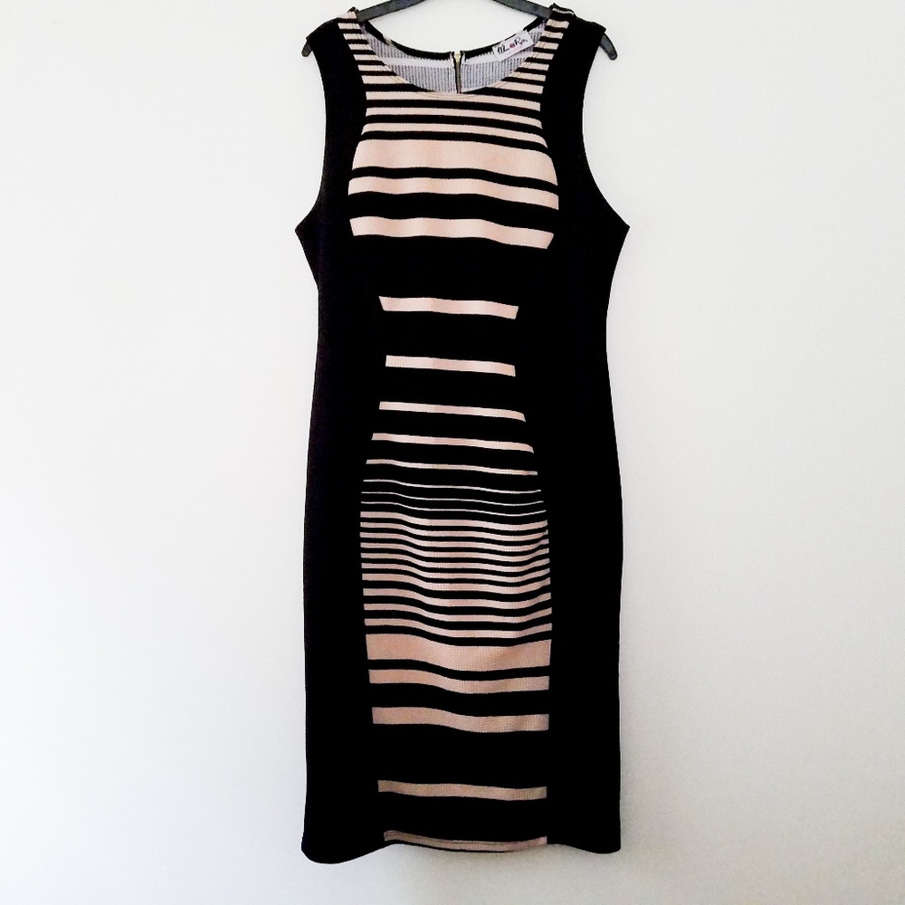LAST CHANCE * Black and Tan Fitted Dress